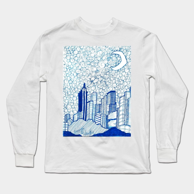 Another Starry Night In Atlanta. Long Sleeve T-Shirt by Art of V. Cook